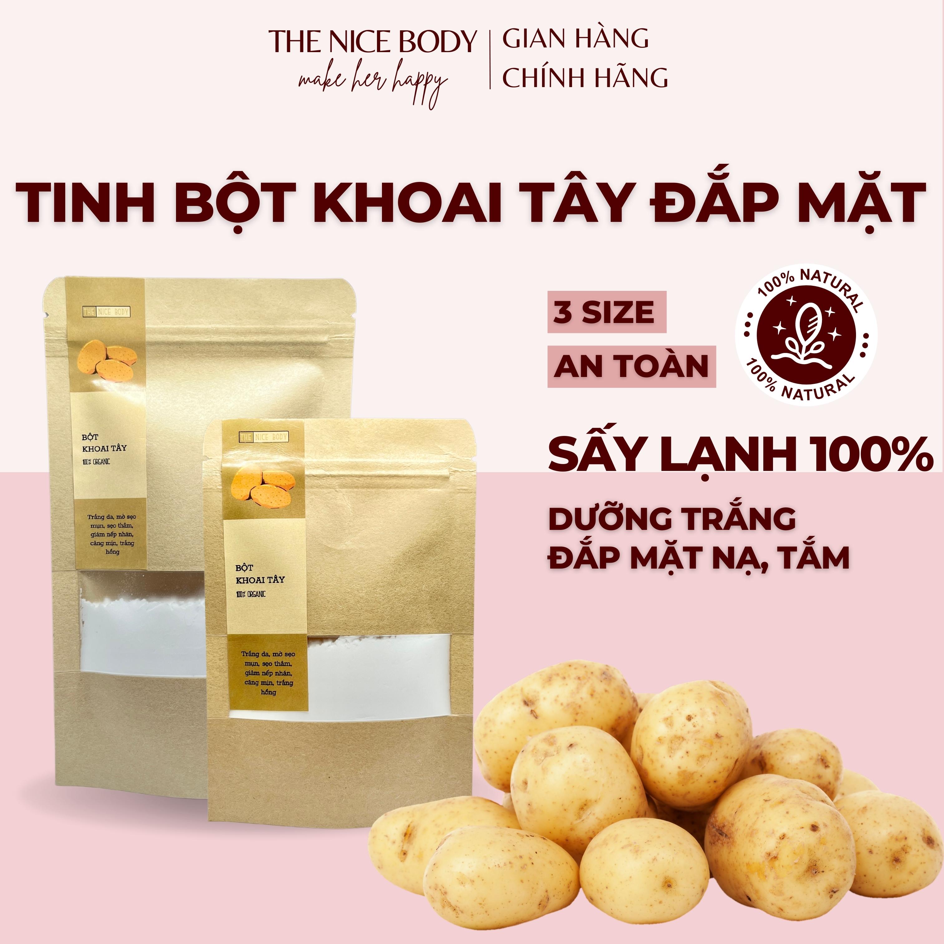 Tinh bột khoai tây hà lan nguyên chất đắp mặt nạ, sấy lạnh, trắng da, mờ thâm sạm, hữu cơ