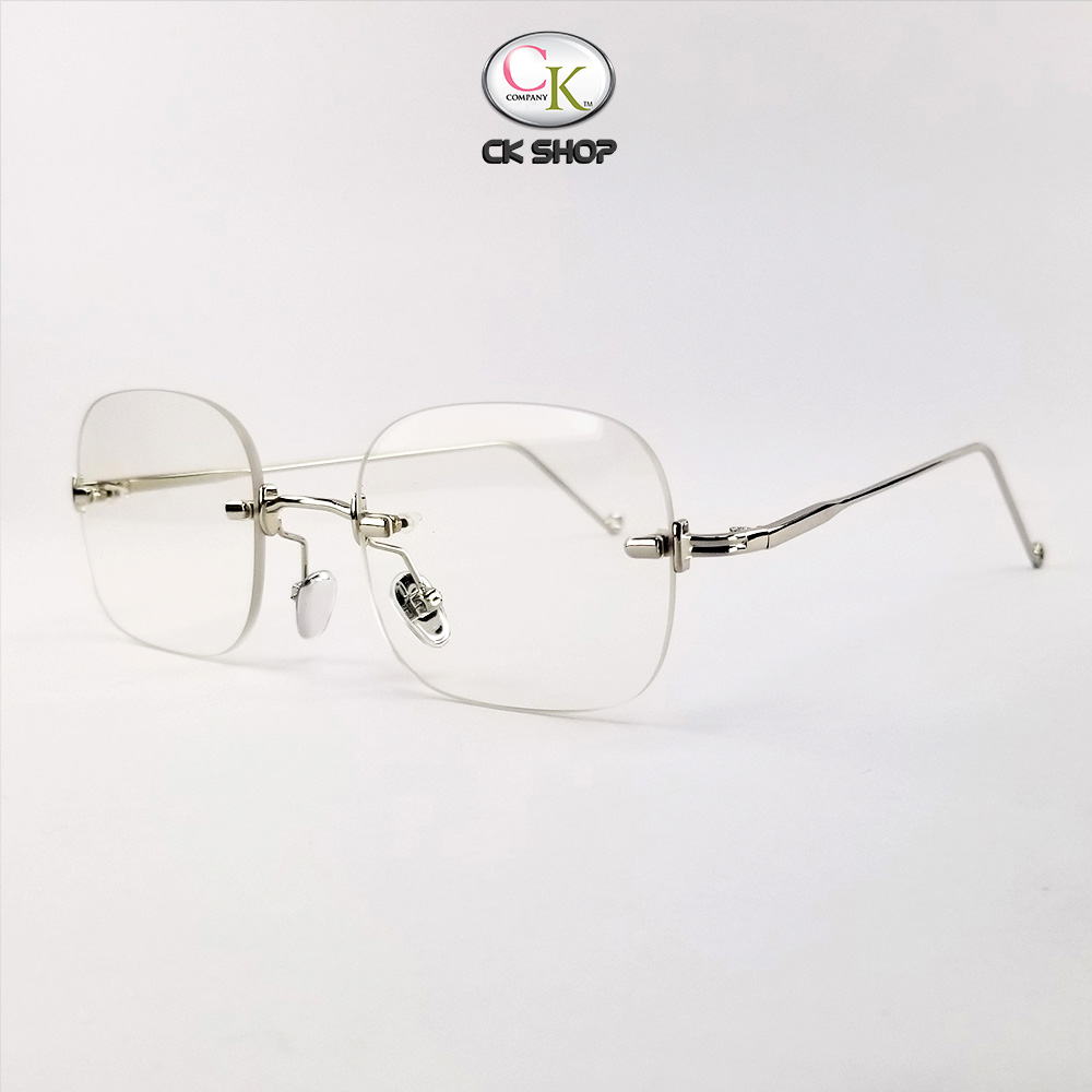 Gọng kính cận nữ - nam mắt chữ nhật không viền gọng kính màu đen bạc vàng 3511. Tròng kính giả cận 0 độ chống ánh sáng xanh chống tia UV