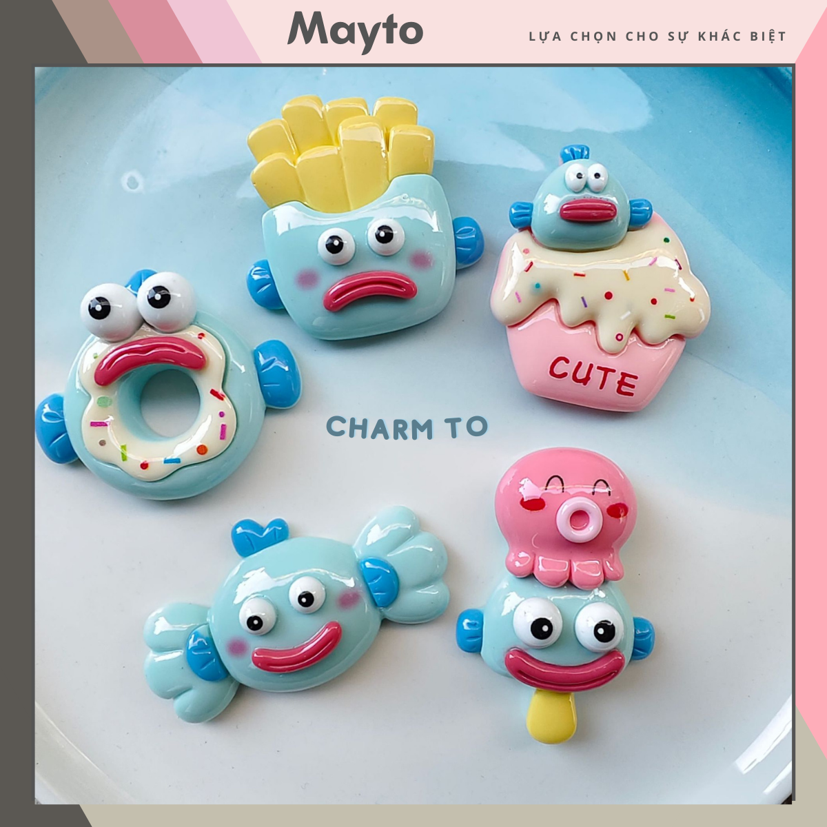  Jibbitz Sticker Charm 3D chủ đề KHOAI TÂY MÔI DÀY DIY Mayto nhựa cứng gắn Dép Crocs Cross Dép Sục Cá Sấu JB-99 