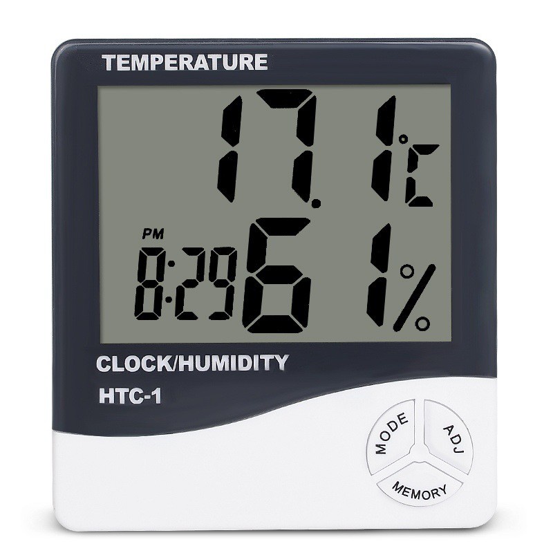 🎁Ẩm kế nhiệt kế điện tử kiêm đồng hồ báo thức và lịch đa năng HTC-1