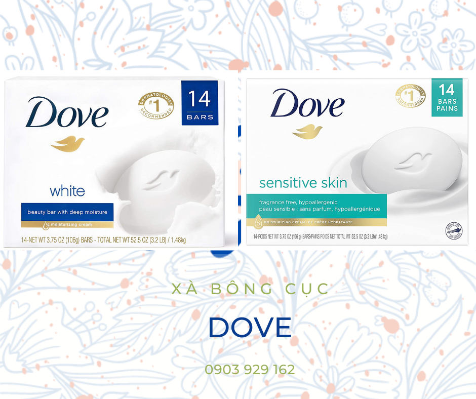 Xà bông cục Dove trắng da và cho da nhạy cảm, loại 106g