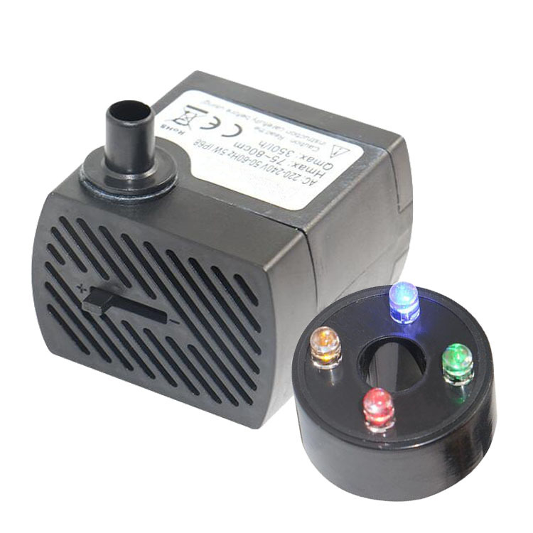 Máy bơm chìm hồ cá JK-280 công suất 5w + 4 đèn LED trang trí chất liệu nhựa bền đẹp