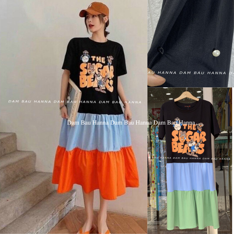 [SIZE 50-95KG] Đầm bầu thun mặc ở nhà cho mẹ bầu trẻ dáng suông dài co dãn tốt có dáng dài giá rẻ tại hcm, Vải thun cotton loai 1 mềm mát không xù không nhăn