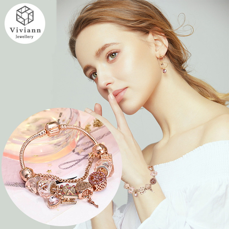 Viviann crystal bracelet Rose gold bracelet Charm Bangles Silver dream