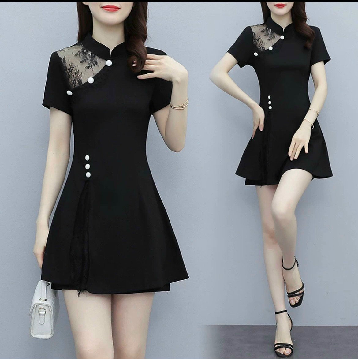 Sét bộ short phối ren kết nút cao cấp