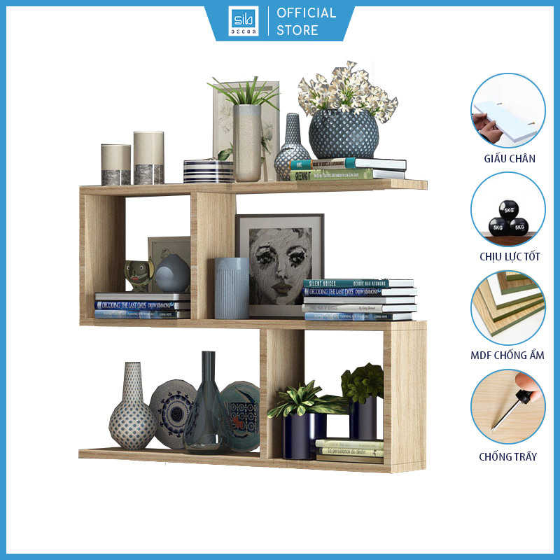 Giá Sách Treo Tường 3 Tầng SIB Decor Cực Xinh, Siêu Chịu Lực Với Kết Cấu Gắn Tường Giấu Chân Không Giá Đỡ