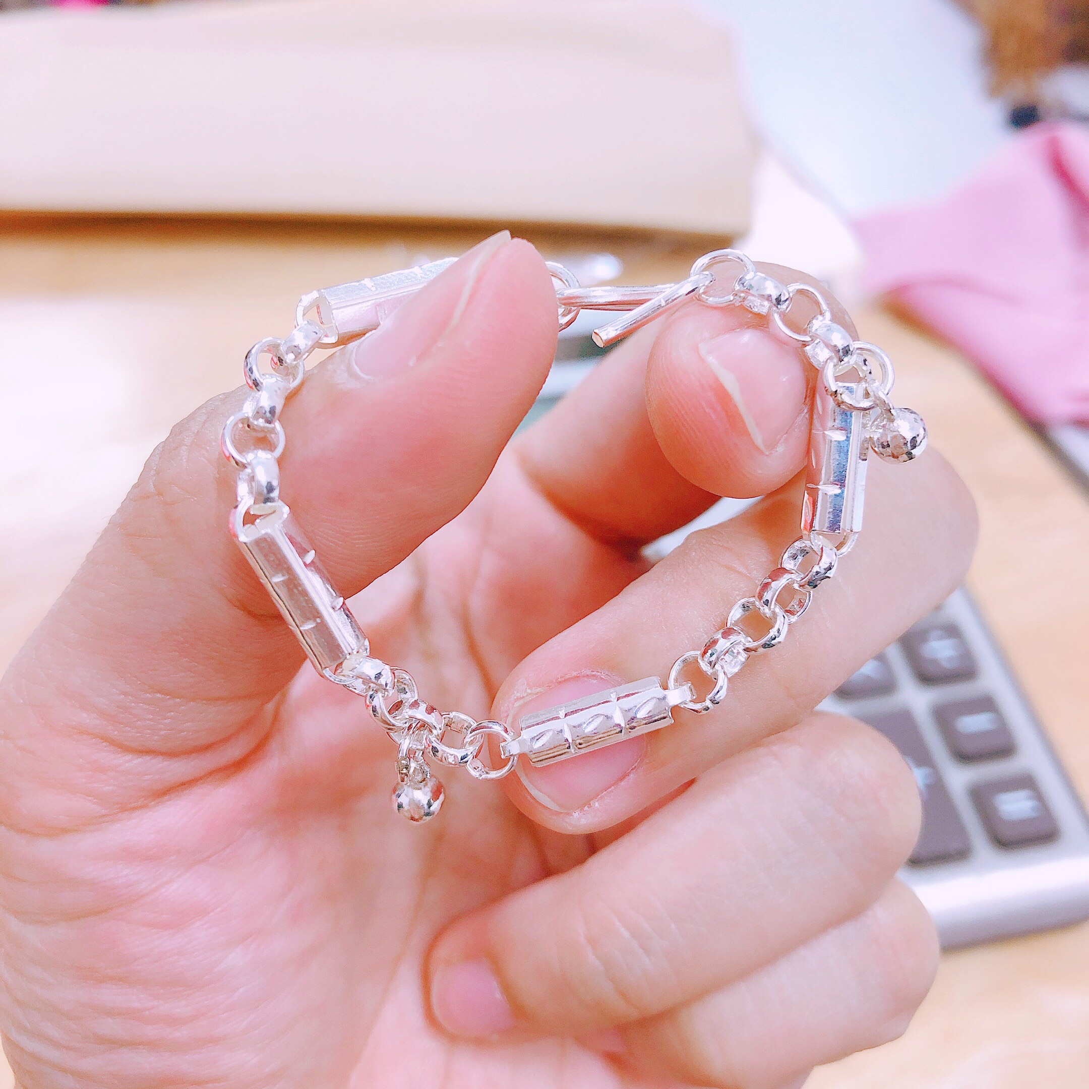 Vòng tay bạc thật cho bé trai mẫu mới dày dặn, bạc chuẩn sáng đẹp/ Trang sức JQN uy tín, chất lượng