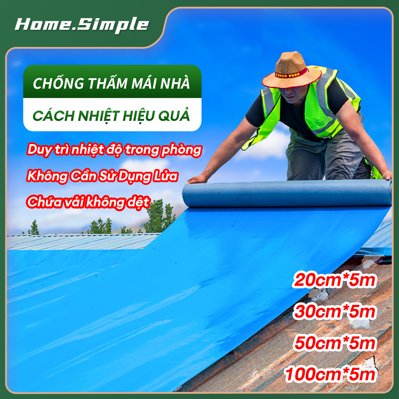 Màng chống thấm pvc cuộn 5 mét băng keo dán rộng 20cm/30cm/50cm siêu dính miếng dán chống thấm miếng dán chống thấm nước