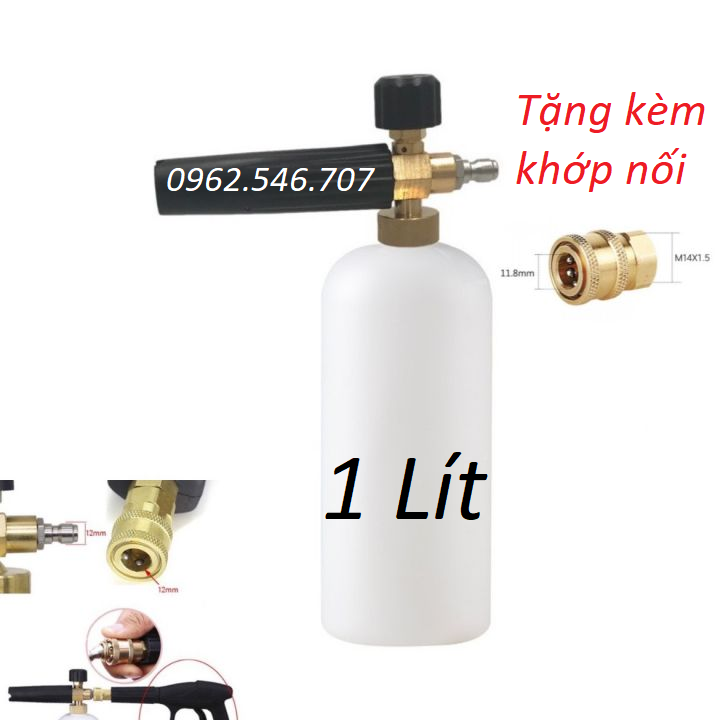 Bình phun xịt rửa xe tạo bọt tuyết 1000ml - bình 1l + khớp nối