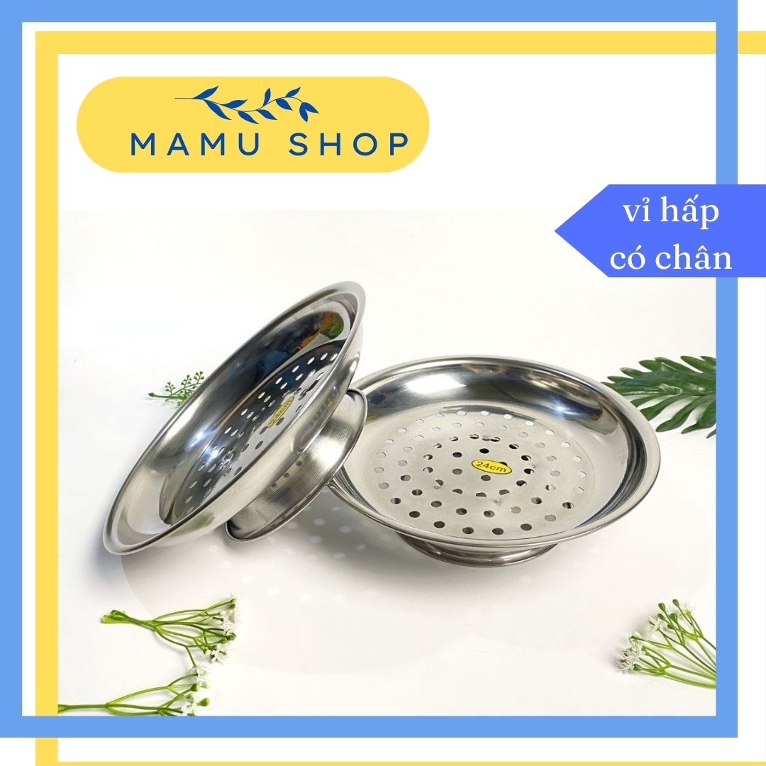Vỉ hấp inox đa năng có chân Mamu shop 22 24 cm