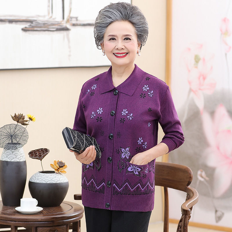 Áo khoác len cổ bẻ - áo len tặng bà - áo khoác len mùa đông