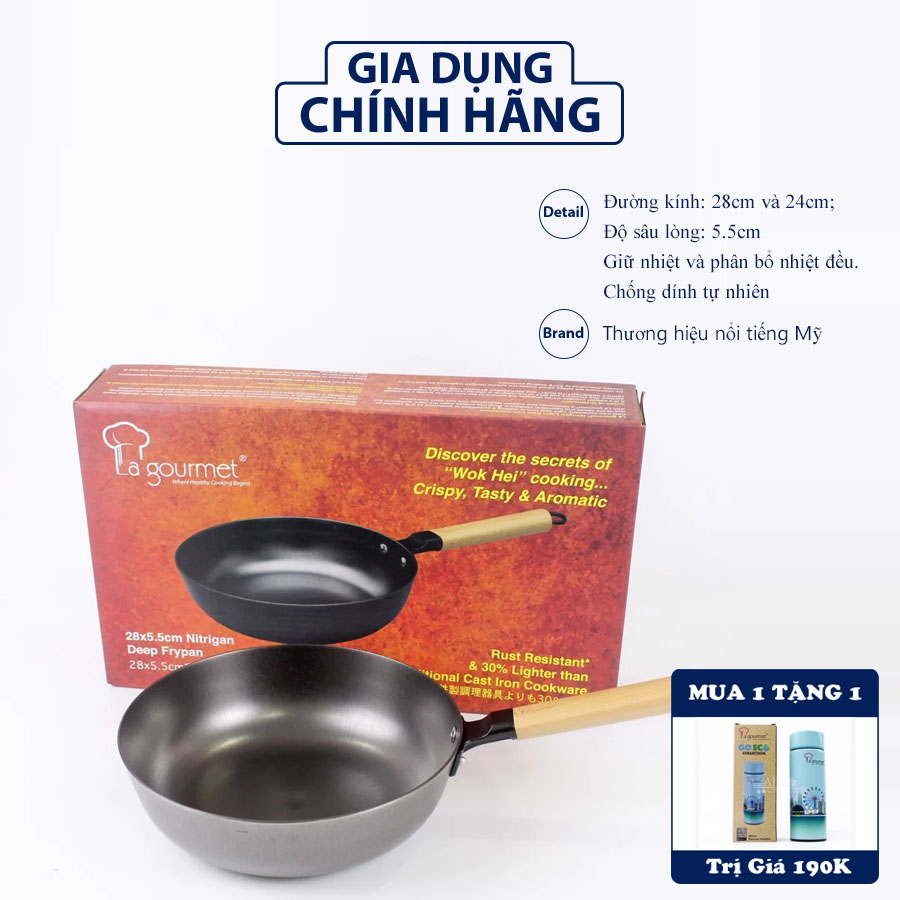 Hàng Chính Hãng - Chảo Gang La Gourmet Nitrigan - Mỹ