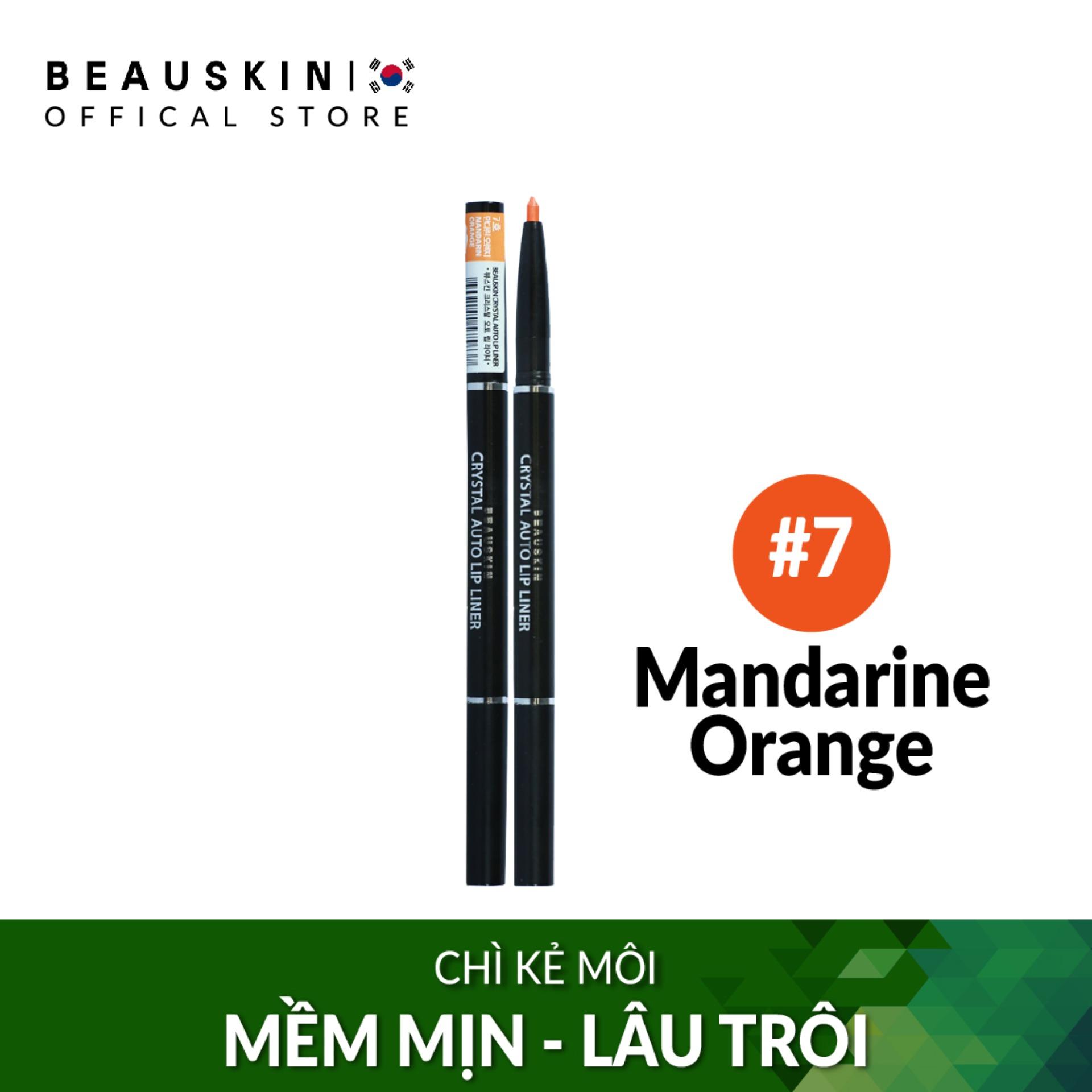 Chì kẻ môi 2 đầu bền màu Beauskin Crystal Auto Lip Liner 7 Mandarine Orange - Hàn Quốc Chính Hãng