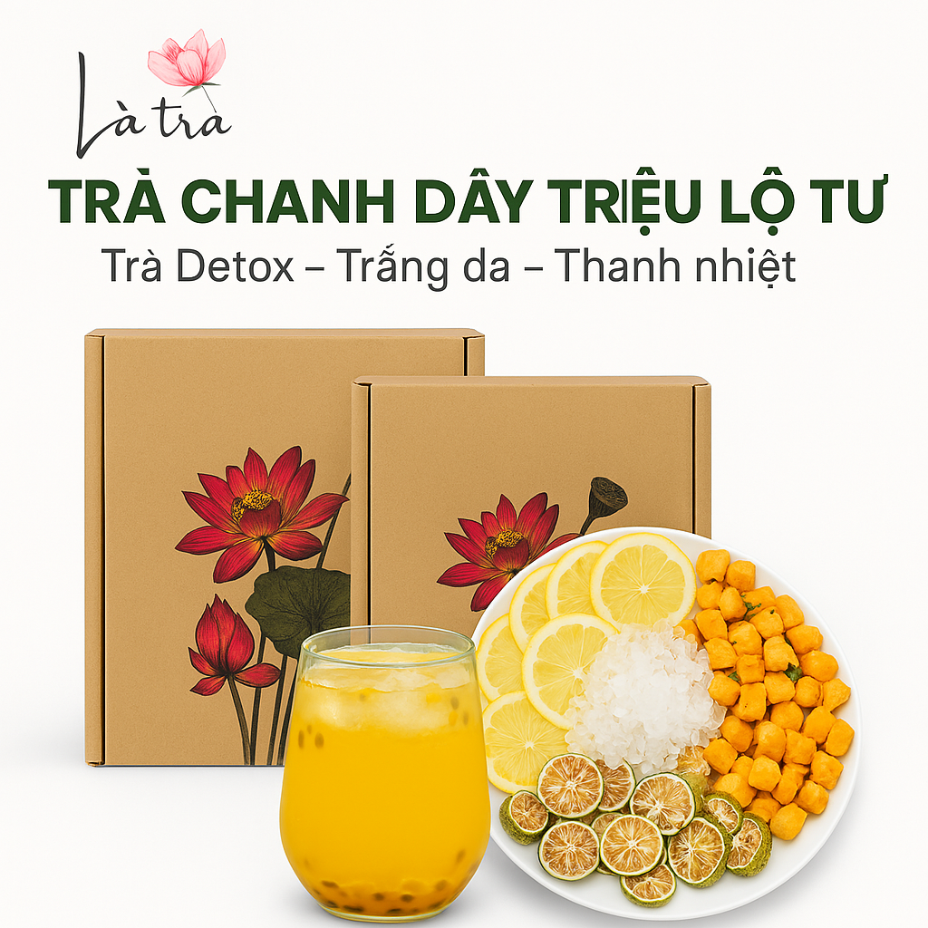 ✅ Hộp 30 gói Trà chanh leo kim quất, nước uống hoa quả Triệu Lộ Tư trắng da, detox, sấy thăng hoa đông khô Trà Detox Mát Gan LÀ TRÀ