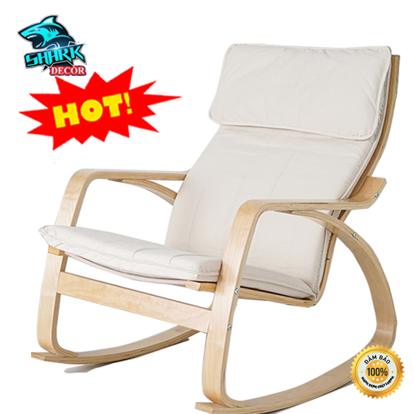 Ghế Poang - Ghế Thư giãn M006-2, Ghế bập bênh Đọc Báo phong cách Nhật KT : 98 x 82 x 68 cm ( Màu Trắng, Màu Xanh, Màu Đen ) - SharkDecorHN