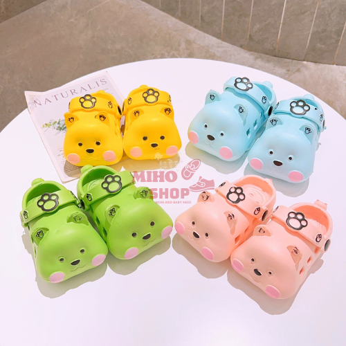 Dép sục gấu má hồng tập đi siêu cute cho bé trai bé gái