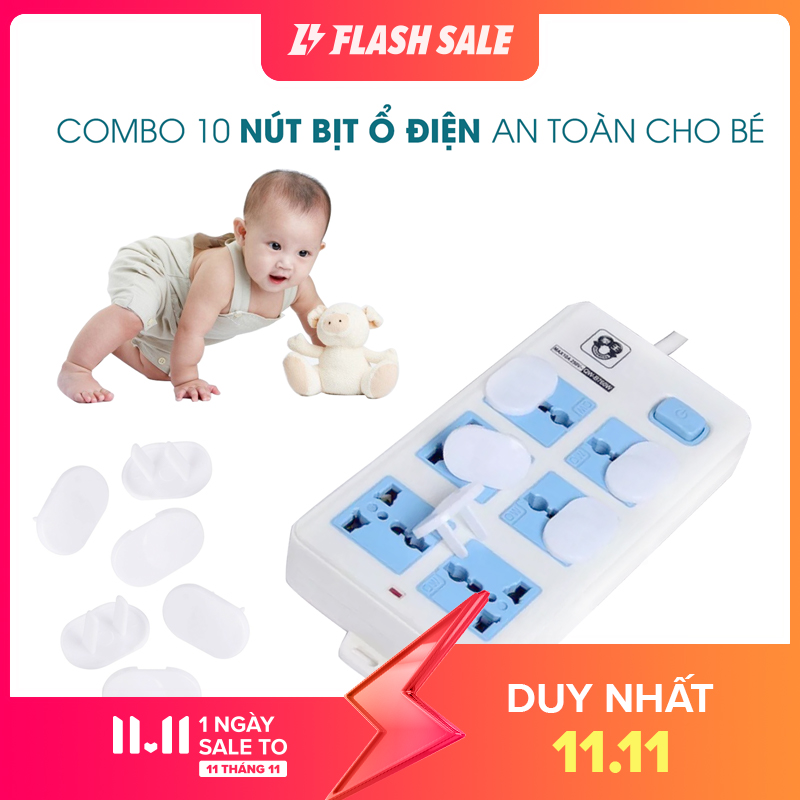 Combo 10 nút bịt ổ điện bảo vệ an toàn cho bé, nút bịt ổ cắm điện chống giật LR 2 chân nên mua kèm các sản phẩm an toàn khác bảo vệ con yêu