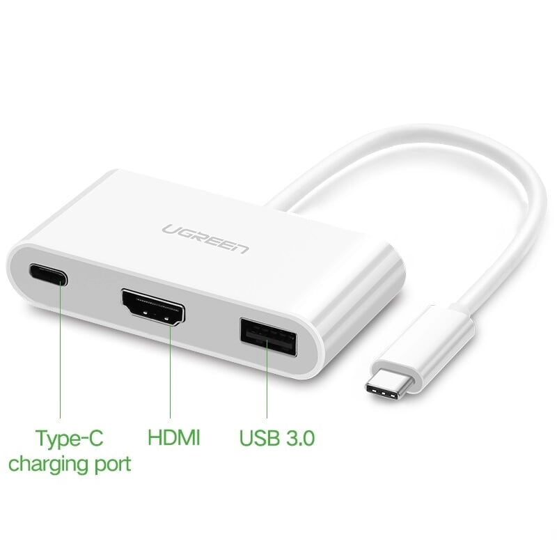 Ugreen 30377 bộ chuyển đổi type c sang usb 3.0 + hdmi + hỗ trợ nguồn type c us163