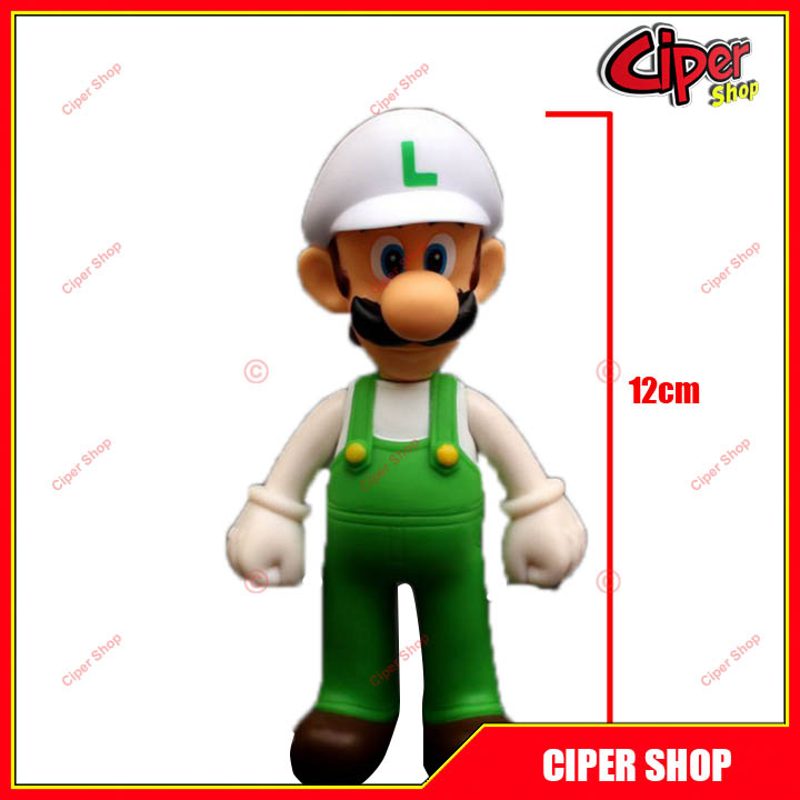 Mô hình luigi mũ trắng 12cm - mô hình mario