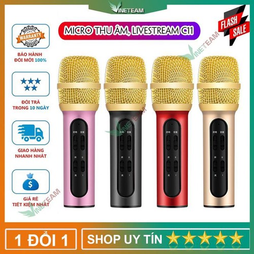 [ HOT NHẤT 2020 - DEAL 50% ]  Mic Thu Âm Chuyên Nghiệp Cao Cấp C11 Hát Karaoke, Livestream, Bán Hàng Mic Thu Âm Loại Xịn Chất Lượng Cao Cho Điện Thoại, Máy Tính, Livestream Online Cực Hay BH 12 THÁNG LỖI 1 ĐỔI 1