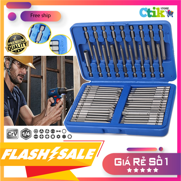 Bộ 50 mũi vặn ốc vít đa năng cao cấp, bộ mũi vít, bộ vít gắn khoan, bộ mũi vít đa năng