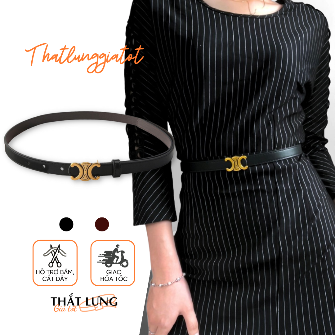Thắt lưng váy mặt màu đồng cá tính bản nhỏ 1.8cm (hỗ trợ bấm lỗ dây nịt) TL420 - Thắt Lưng Giá Tốt