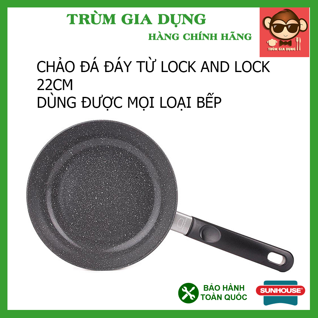 Chảo đá lock&lock cookplus hard 6223-22cm, lòng chảo làm bằng chất teflon cap cấp