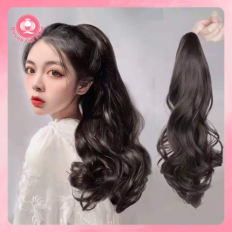 Tóc giả ngoặm xoăn sóng dài 50cm CAO CẤP đuôi tóc giả dành cho bạn tóc ngắn, tóc mỏng