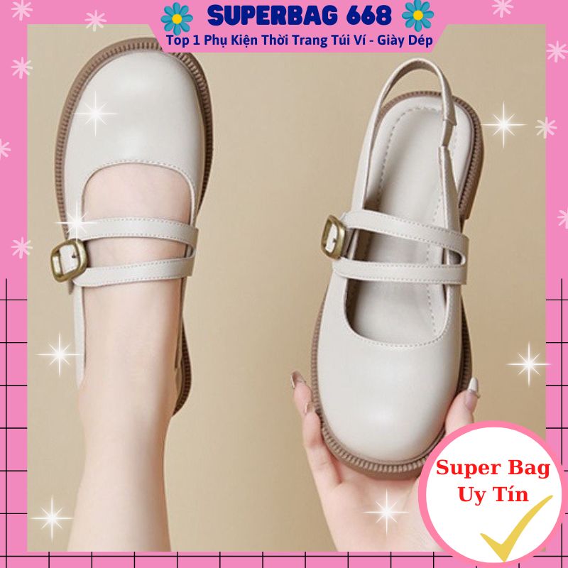 Giày búp bê nữ, Lolita đế cao 3 phân chất đẹp 2 quai chéo tôn chân dễ phối đồ 466