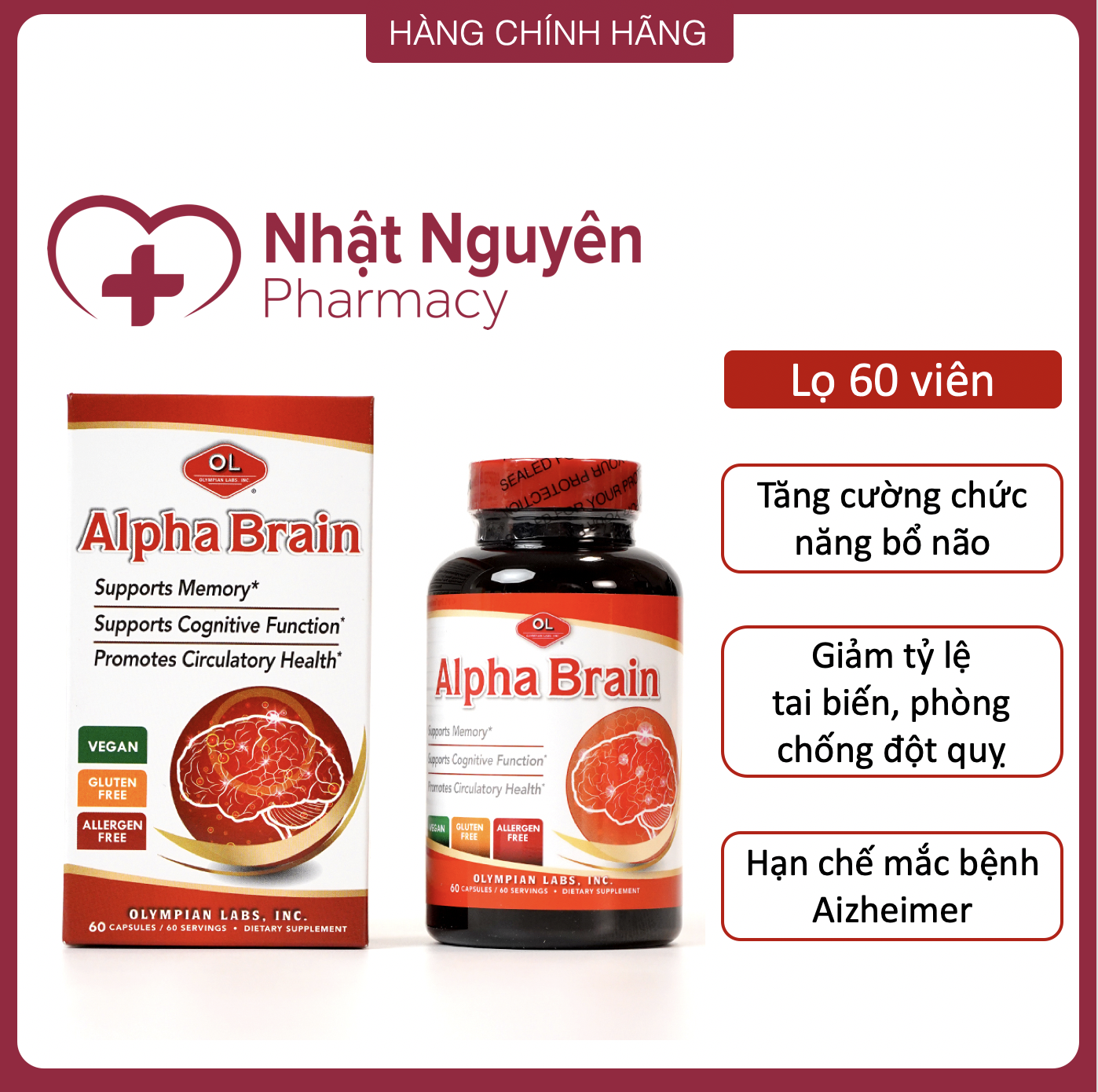 ALPHA BRAIN Olympian Labs - Viên uống bổ não và phòng chống đột quỵ