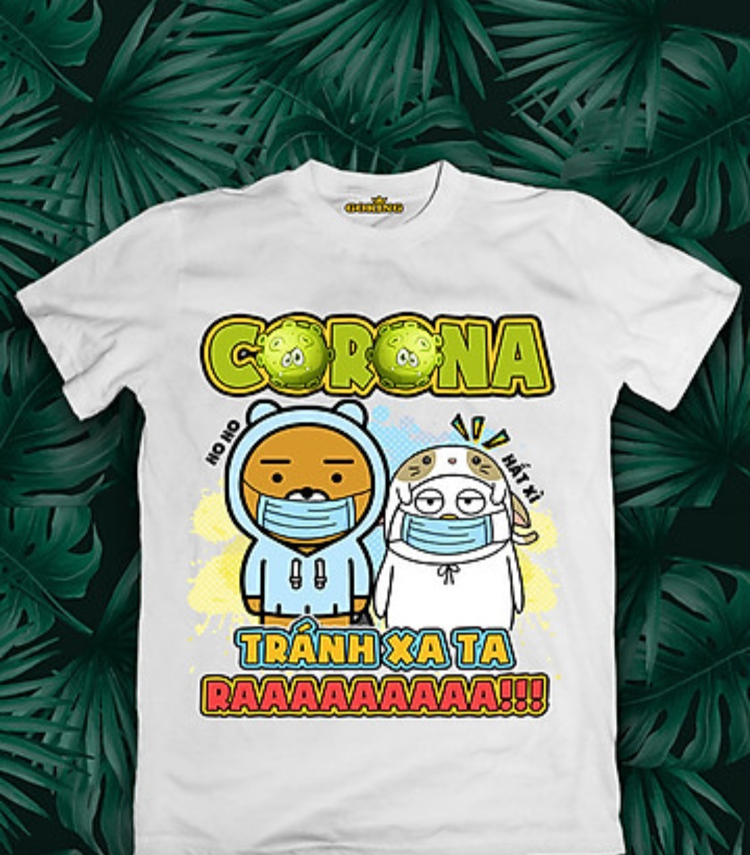 Áo thun nam nữ in hinh Corona TRánh Xa Ta Ra hưởng ứng phong trào phòng chống CoRona vải dày mịn mát