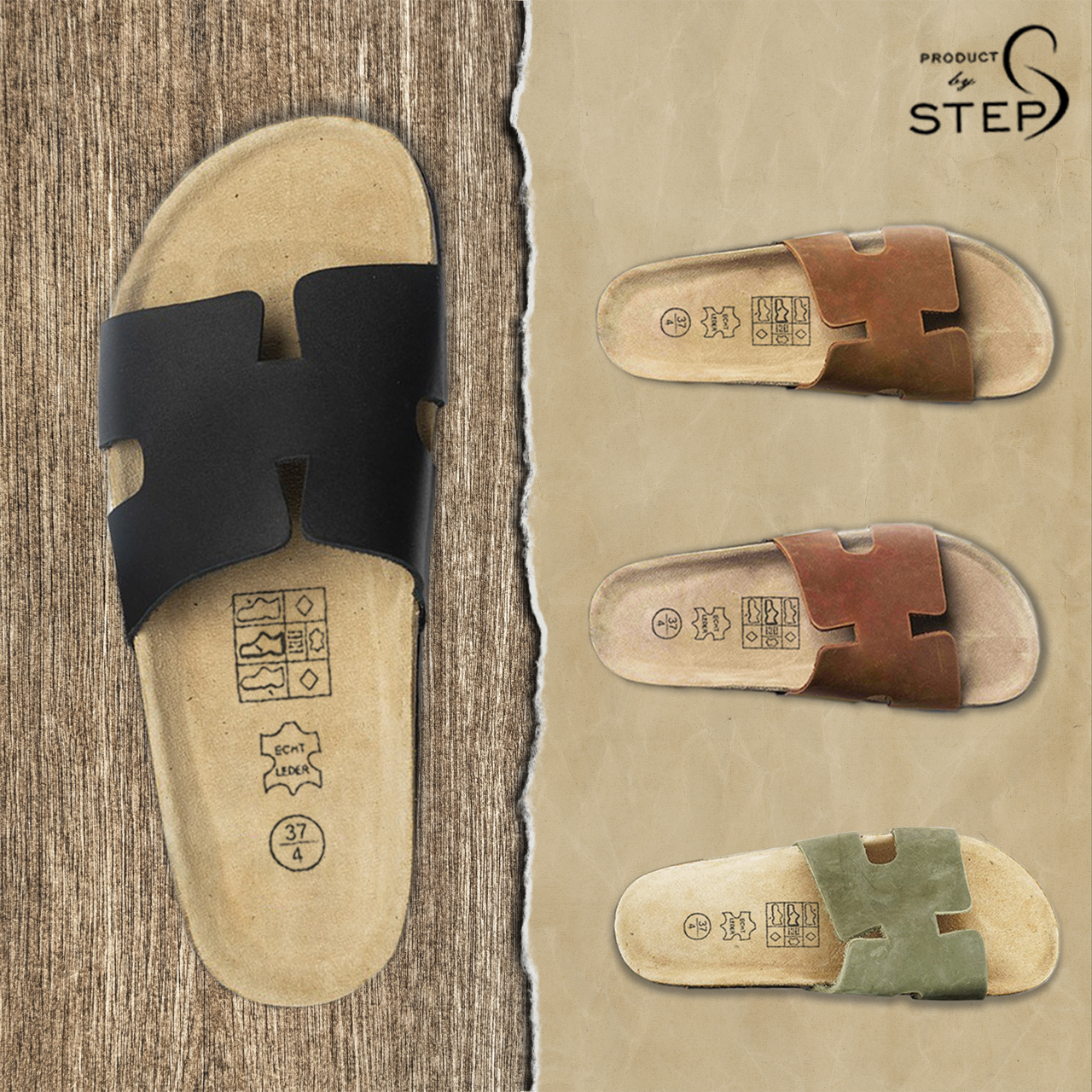 Dép đế trấu Da thật Chữ H (Size 35-45)