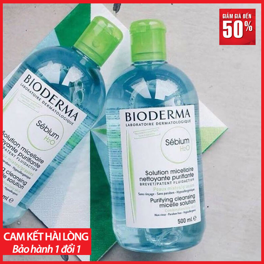 Nước tẩy trang b.i.o.d.e.r.m.a 500ml; phù hợp với mọi loại da; làm sạch sâu bên trong; loại bỏ các chất bẩn, không cần rửa lại bằng nước