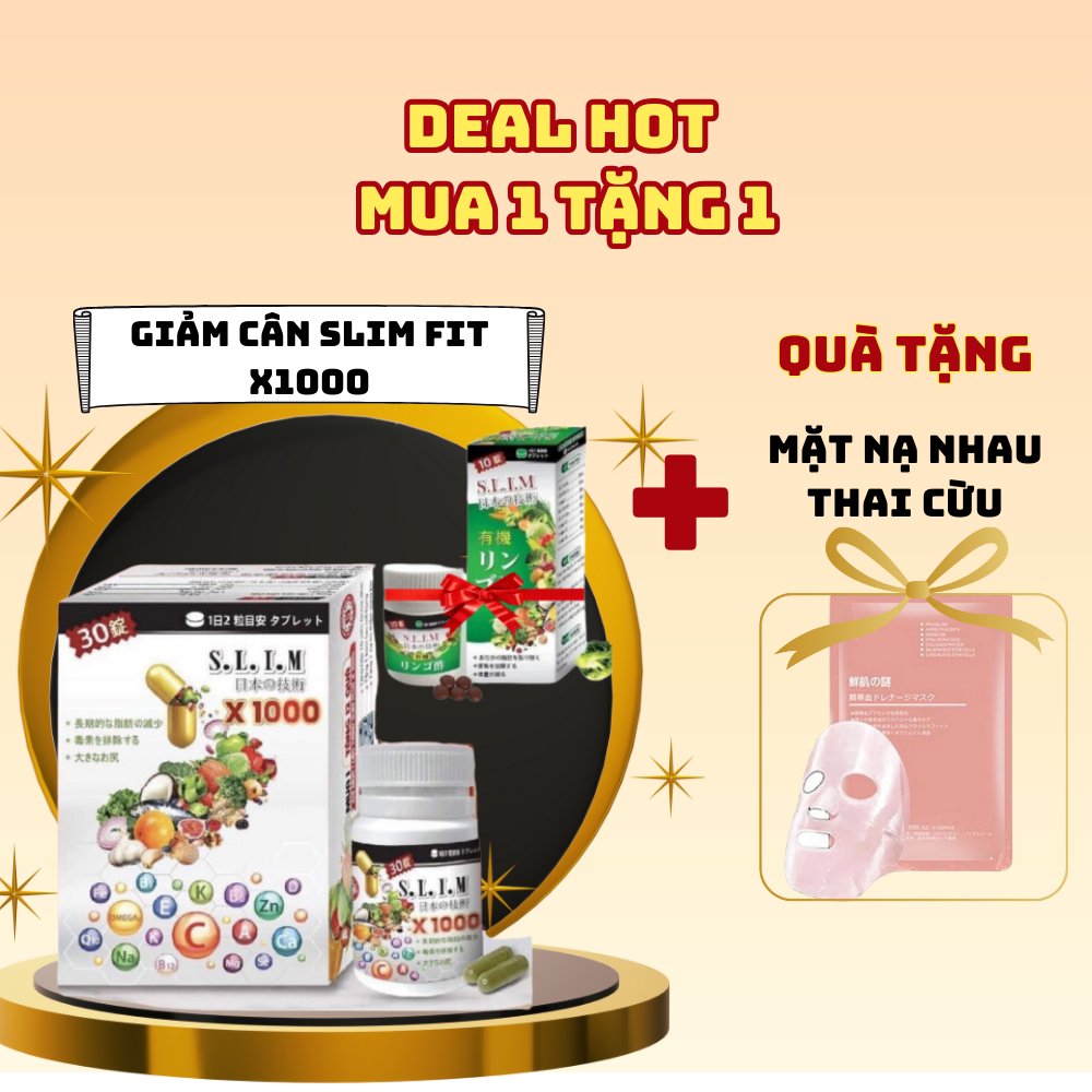 [HCM](TẶNG XỔ MỞ) Combo Viên uống giảm cân giảm béo nâng mông Slim & fit (MẪU MỚI) + tặng nạ nhau thai cừu