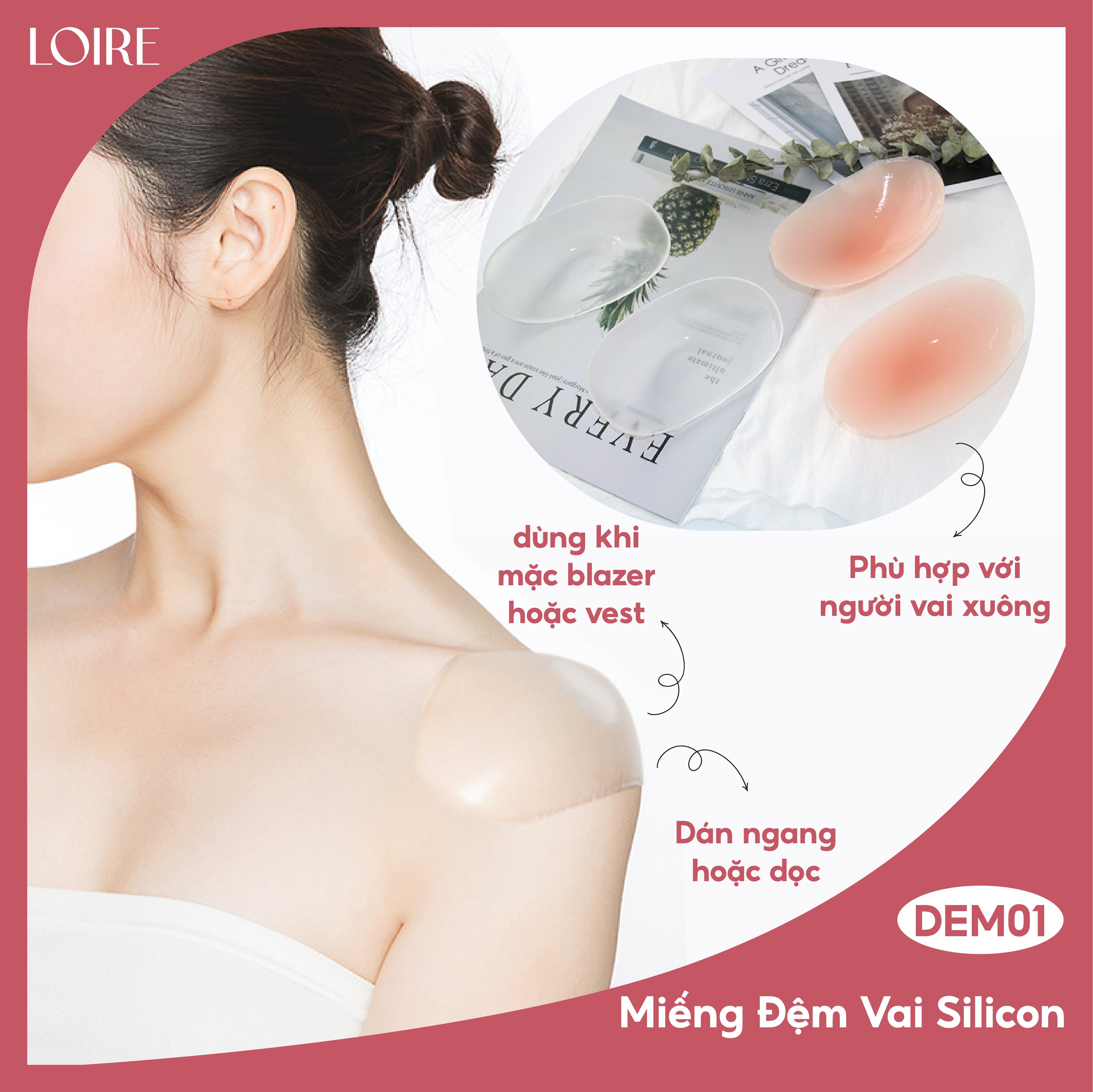 Miếng đệm vai áo silicon Loirechic DEM01