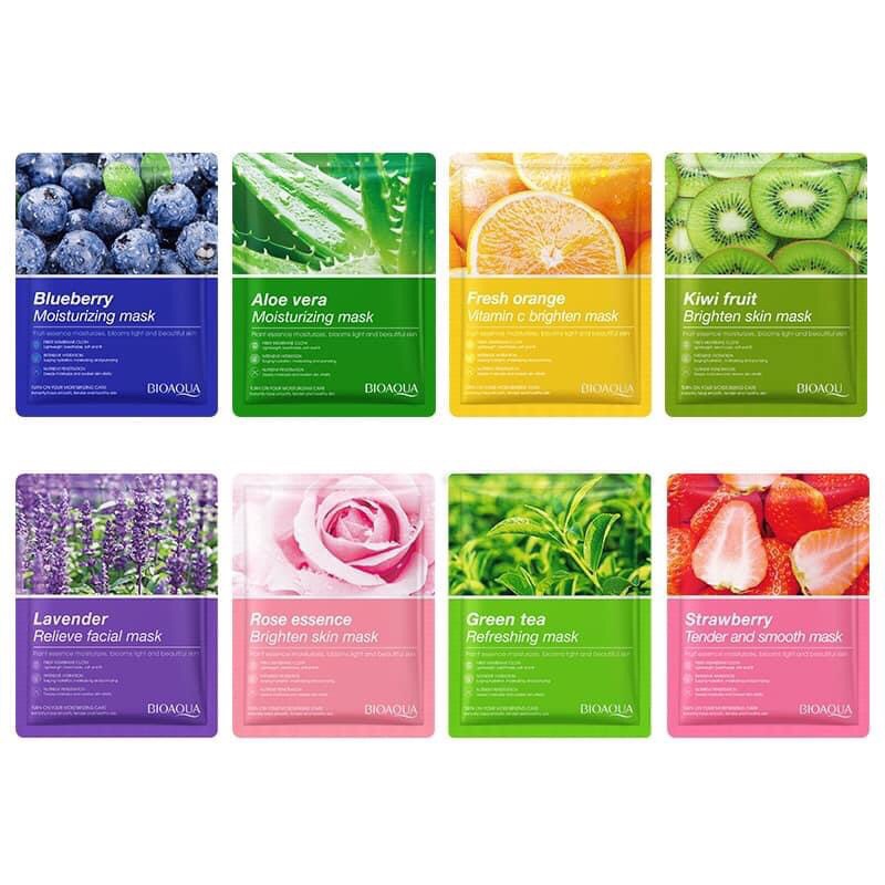 [Combo 8 miếng ] Mặt nạ Bioaqua HOA QUẢ 8 vị dưỡng trắng cấp ẩm giảm mụn