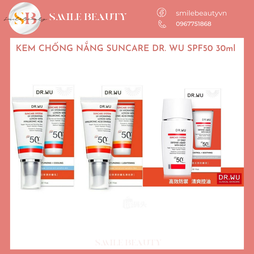 Kem chống nắng Dr.wu 30ml Spf50 dành cho moi loại da
