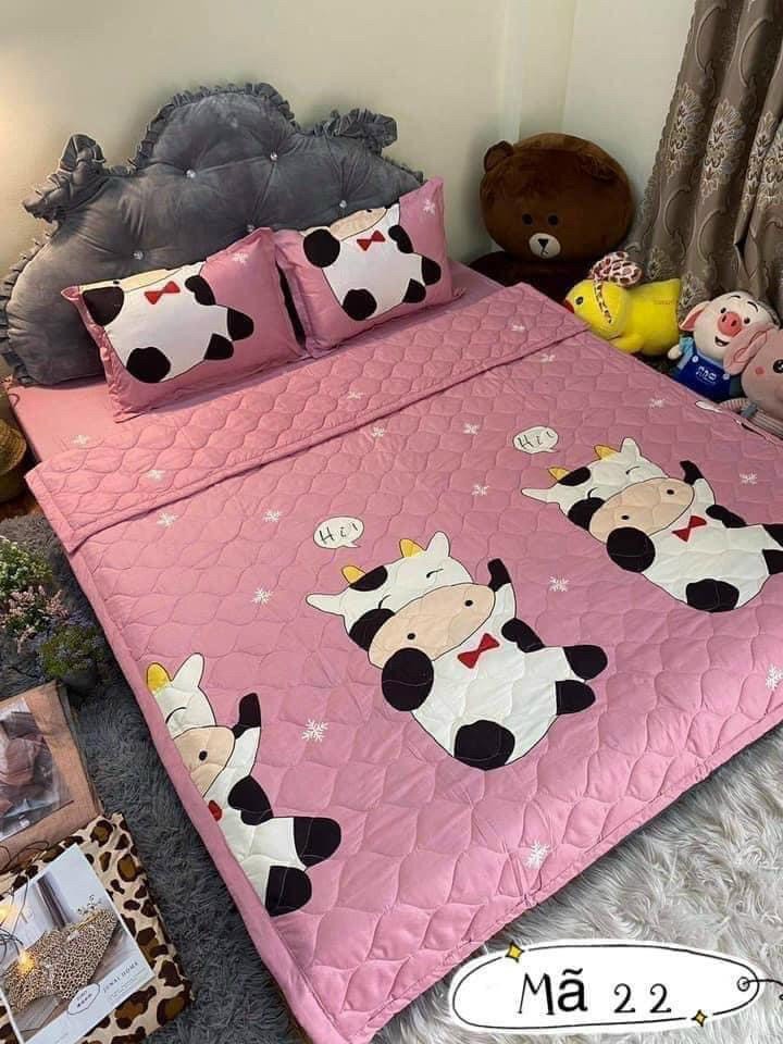 Bộ 5 Món Vỏ Chăn Ga Gối Cotton Poly Cao Cấp 1.6M- Hàng Chuẩn Size Đẹp Mịn 2 Mặt Không Xùi Lông- Hoạ Tiết ngộ nghĩnh đáng yêu.