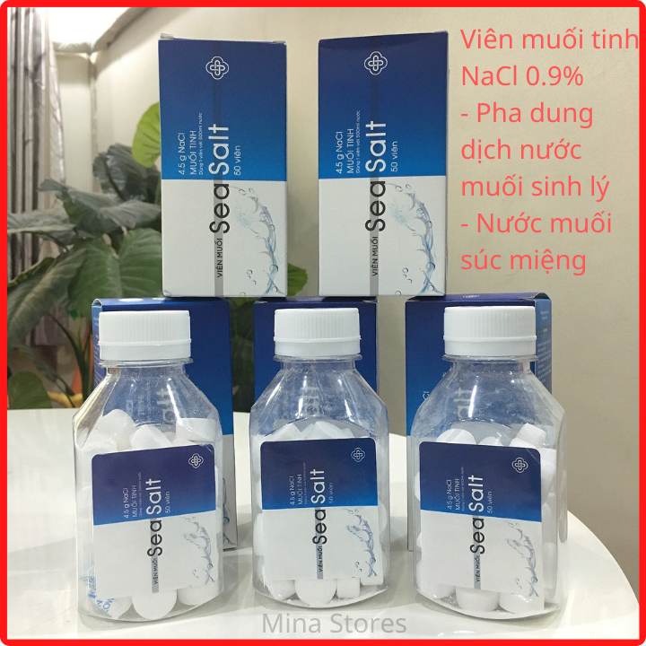 [COMBO 3 LỌ] Viên Muối Tinh NaCl 0,9% - Dùng Pha Dung Dịch Nước Muối Sinh Lý Vệ Sinh Súc Miệng Hàng Ngày – Lọ 50 Viên