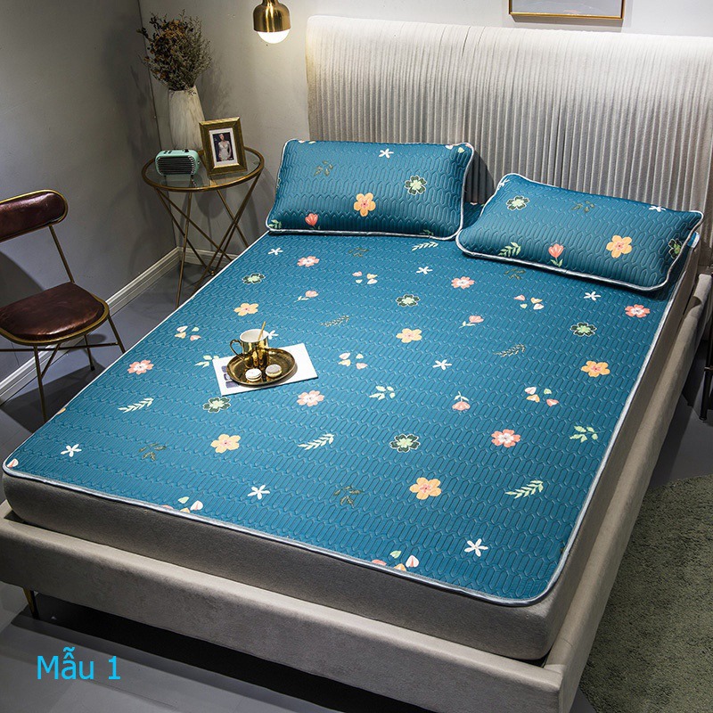 Chiếu điều hòa tencel mủ cao su non cao cấp kèm 2 vỏ gối mát lạnh