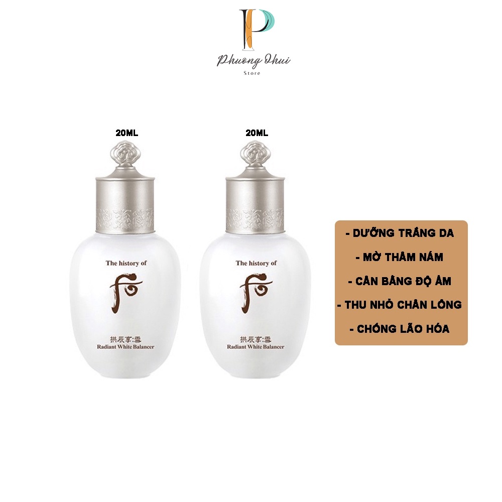 Nước hoa hồng dưỡng trắng da whoo radiant white balancer cân bằng độ ẩm, làm sáng da 20ml