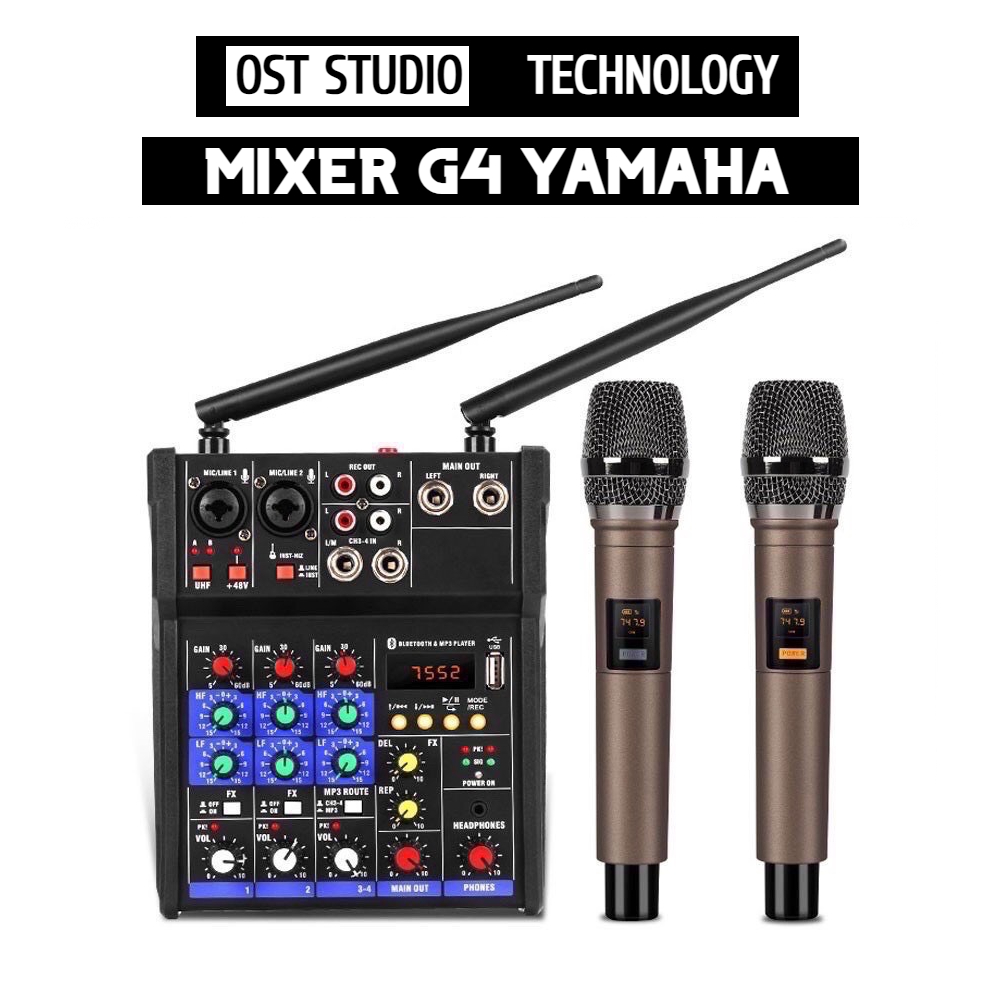 Mixer G4 Tặng Kèm 1 Đôi Mic Không Dây Cao Cấp. Chất Âm Cực Hay, Có Thể Hát Song Ca, Dễ Dàng Lắp Đặt. Bàn Trộn G4 Yamaha Âm Thanh Sống Động