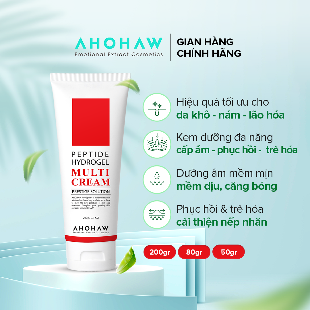 Kem Dưỡng Da Đa Năng AHOHAW Peptide Hydrogel Multi Cream 200g - Giúp Dưỡng Ẩm, Phục Hồi, Chống Lão Hoá, Giảm Nếp Nhăn