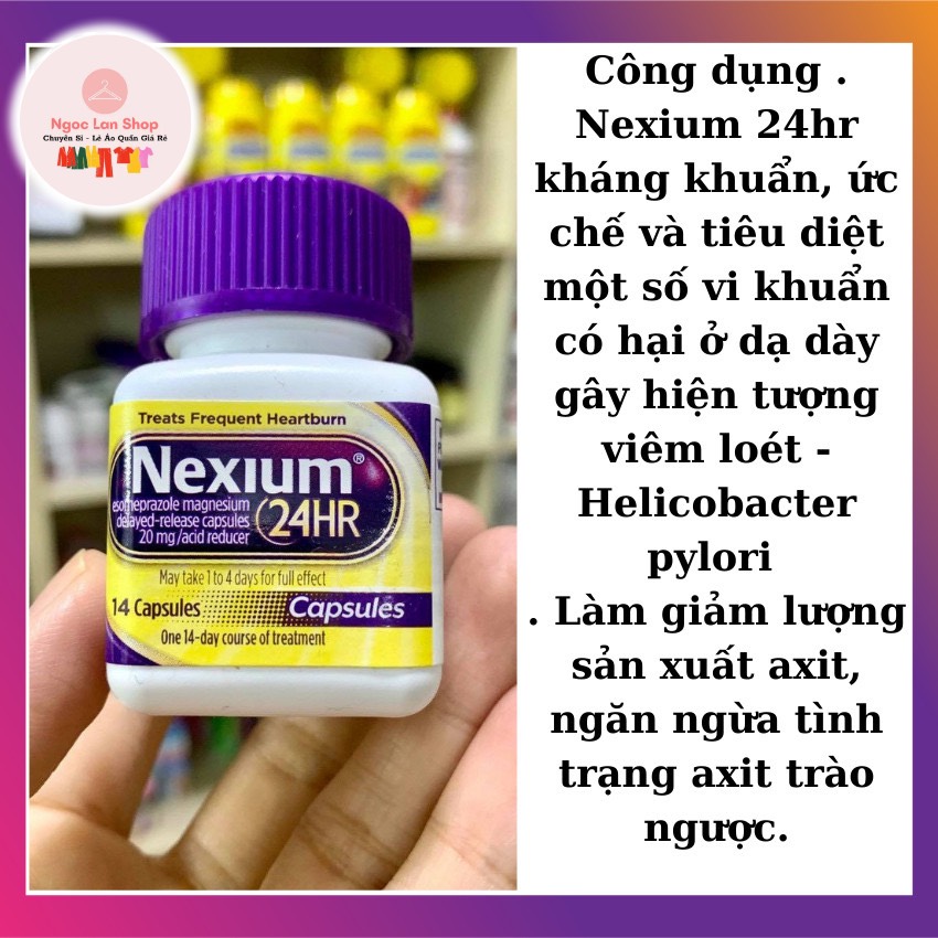 Viên Nexium 24hr của MỸ – hỗ trợ viêm loét dạ dày, ợ nóng