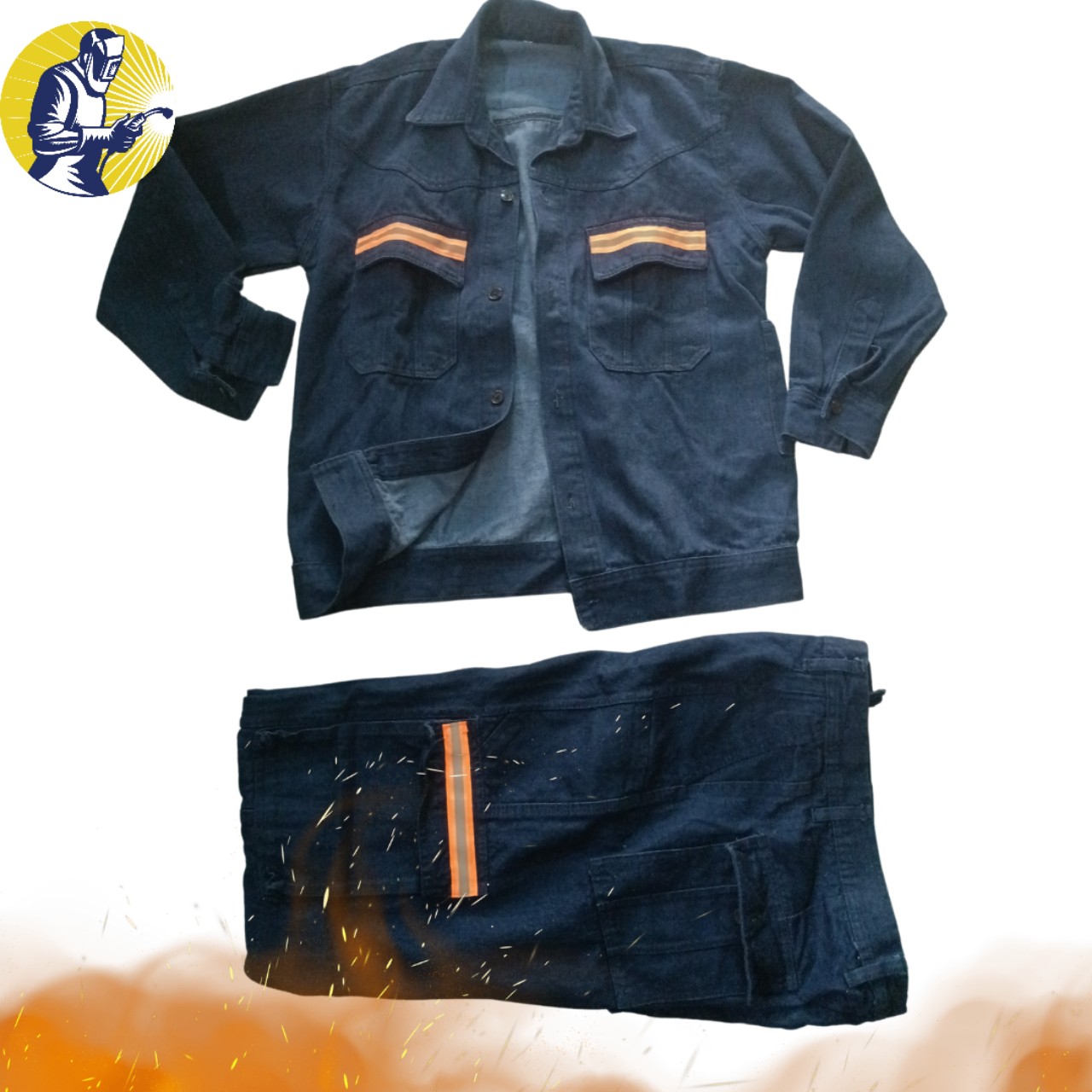 M02 quần áo jean thợ hàn thợ cơ khí dày mềm phản quang túi hộp