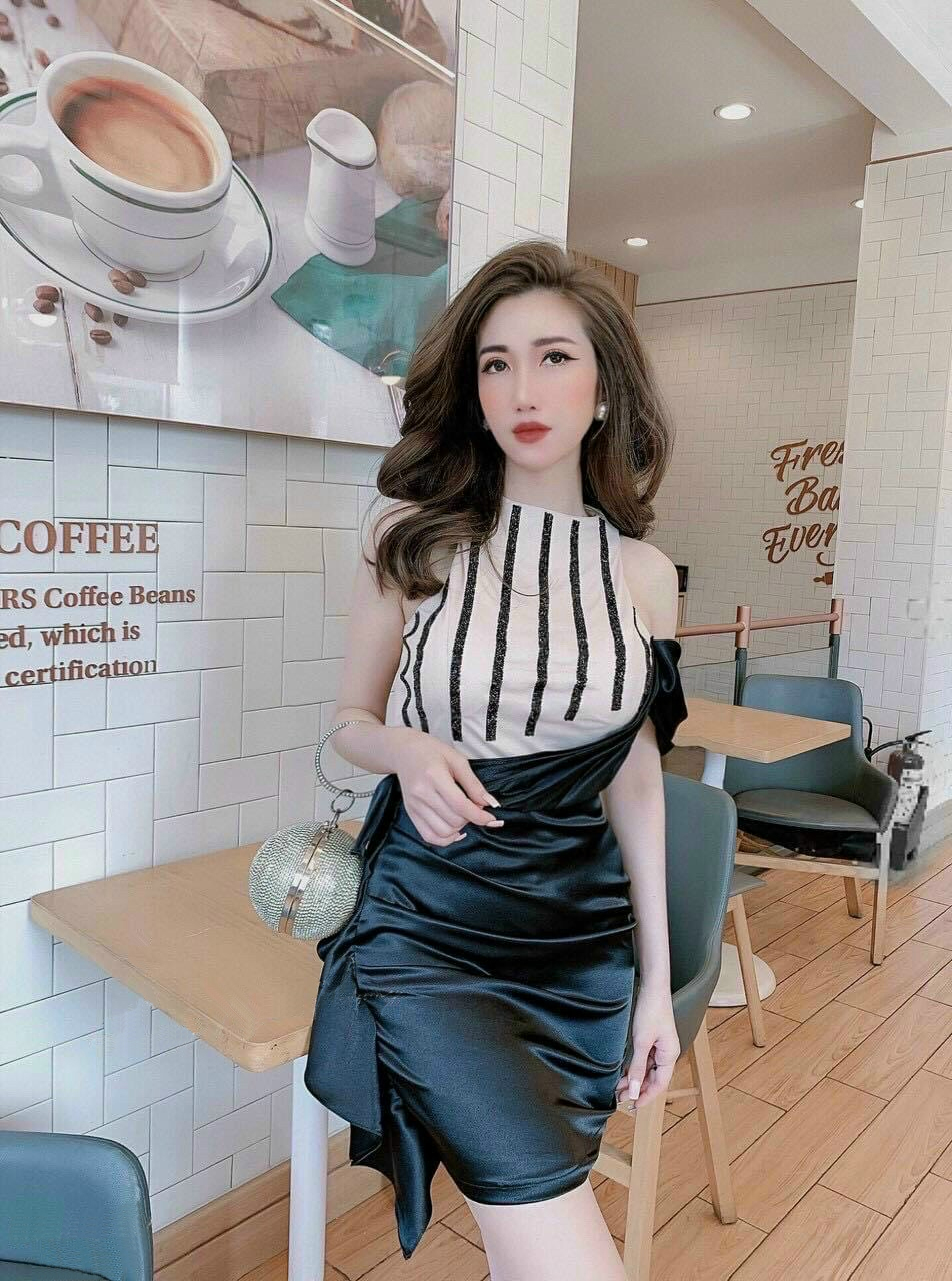 Đầm ôm phối màu nhúng bèo sang trọng