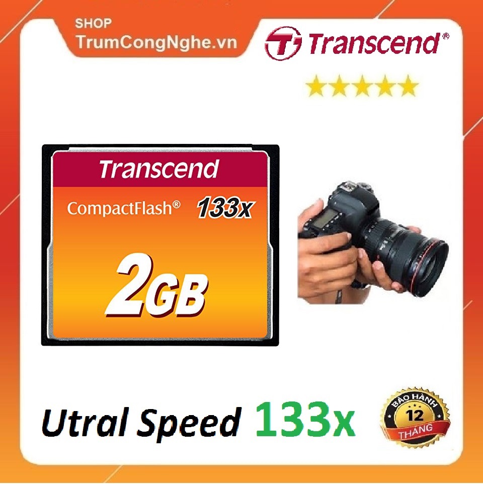 Thẻ nhớ cf transcend compactflash 2gb 133x speed dùng cho máy ảnh , máy cnc