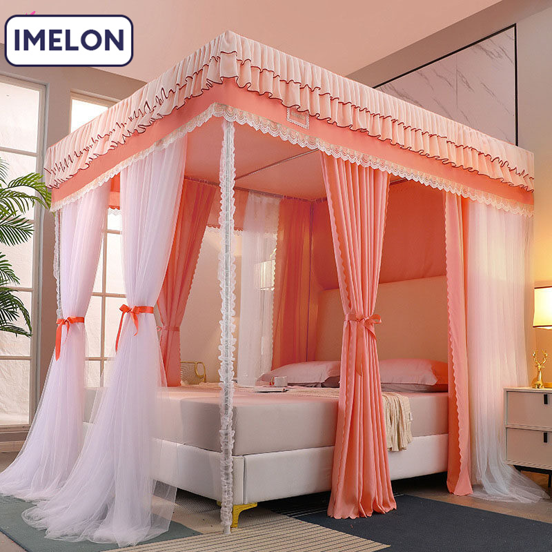 Imelon quả tặng miễn phí toàn cửa hàng màn chống muỗi gia dụng cho giường 6 chân 5 chân phòng ngủ rèm giường phong cách hàn quốc hai lớp chống gió rèm giường công chúa chống bụi