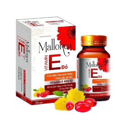 Vitamin E Đỏ Mallorca 400iu Đẹp Da Giảm Nám Chống Lão Hoá - Lọ 30 Viên