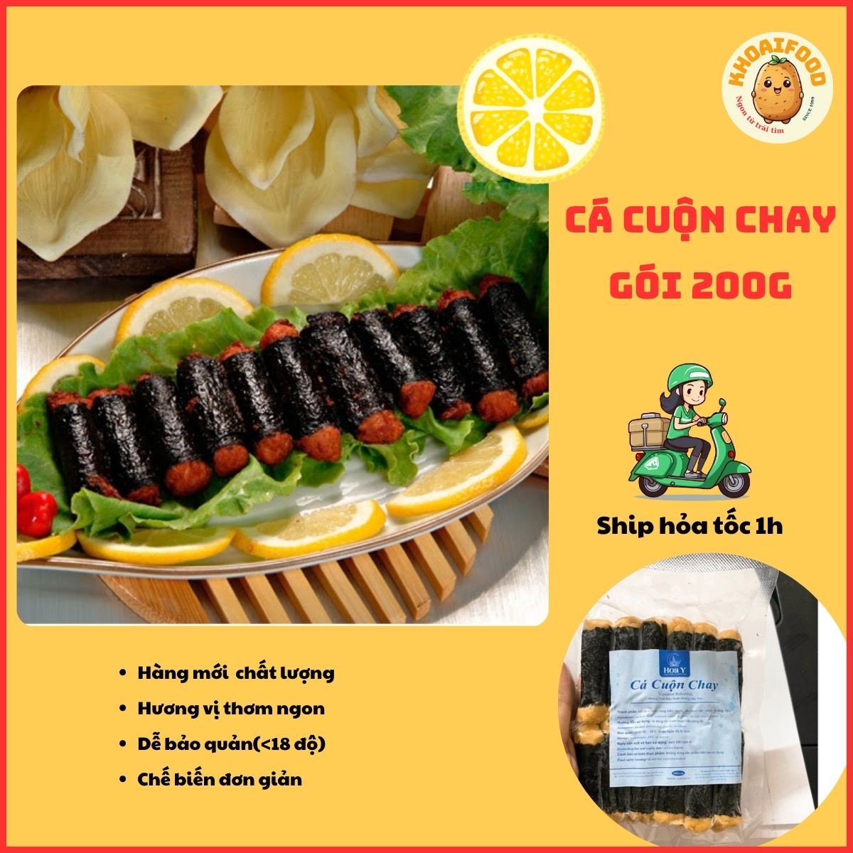 Cá cuộn chay (gói 200g) - đồ ăn chay thơm ngon giàu dinh dưỡng